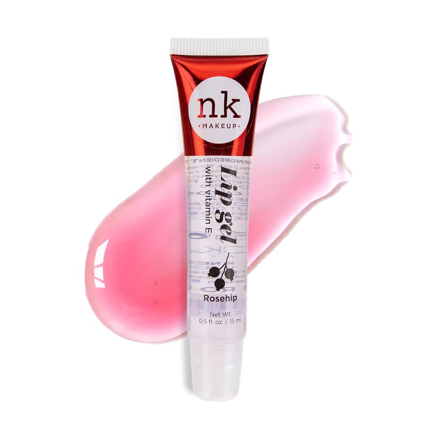 NK lip gloss gel 15ml Vitamin E, Shiny, Nourishes, Mango, Coconut, Rosehip and Clear flavoured by Nicka K (Multi Pack Of 4).