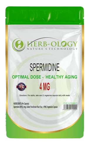 Herb-ology.co.uk Nature's Technology HB Spermidine Supplements | 60 High Strength Spermidine Capsules - 4mg per Serving | Spermidine Supplements for Women & Men | Non-GMO,Gluten & Allergen Free | Made in The UK