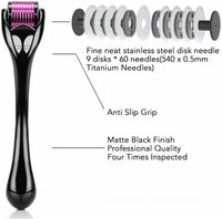 Derma Roller for Skin,Beard Derma Roller for Hair Growth & Care,Facial Roll, Micro needling 0.25mm 0.5mm 1mm 1.5mm,540 Titanium Micro Needles for Facial,Body & Hair Growth (0.5MM)