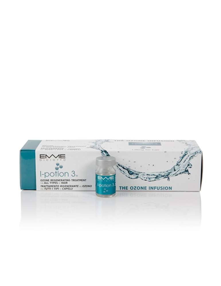 EMME DICIOTTO EMMEDICIOTTO i-potion 3 the ozone 8 Ampoules X 10 Ml/0.33 Fl Oz Thanks to the properties of ozone, it gives a new structure to the hair slowing down the aging process.