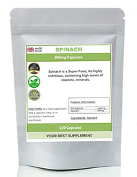 Your Best Supplement Spinach 800mg Capsules 100% Pure High Strength Super-Food(NoFiller No Additive) (120)