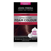 John Frieda Precision Foam Colour 5R, Salon-Finish Medium Red Brown Hair Dye, Permanent Red Brown Hair Colour, 100% Grey Coverage