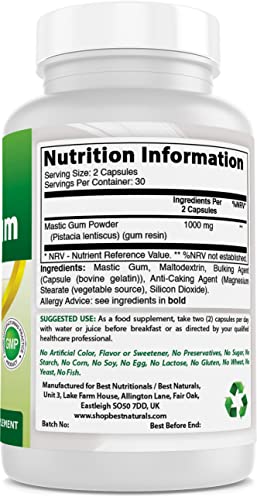 Best Naturals Mastic Gum 500 mg 60 Capsules (60 Count (Pack of 3))