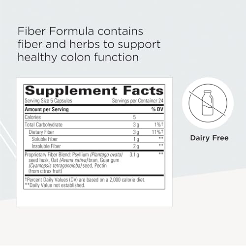 Integrative Therapeutics Fiber Formula - Support Colon Health* - Digestive Health Support with True Dispersion Technology - Contains Psyllium Seed Husk, Pectin, Oat Bran, and Guar Gum - 120 Capsules