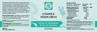 Kala Health Vitamin E 450 IU 400mg Tocopherol + Tocotrienol Vitamin E Vegan - Alpha Tocopherol + All 4 Tocotrienols – Alpha Tocotrienol + Beta Tocotrienol + Delta Tocotrienol and Gamma Tocotrienol