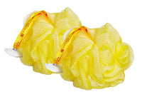 Bodylife Body Buffer, Puff, Exfoliating Bath & Shower Body Pouf, Scrunchie, Body Scrubber Yellow & White 55g Twin Pack