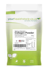 yourhealthstore Collagen Powder 300g, 100% Pure Unflavoured, Grass Fed, Platinum Standard, Bovine, Made in Britain from British Cows.