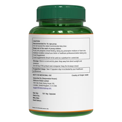 PURE NUTRITION NATURAL TREASURES Pure Nutrition Amla Capsules (Indian Gooseberry) 1000 mg per Serving | 120 Veg Capsules | Amla Fruit Extract 500 mg + Powder 500 mg | Standardized Extract | Non-GMO Herbal Supplement