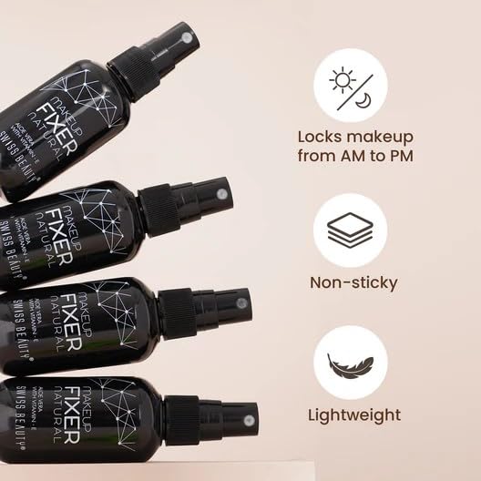 SWISS BEAUTY Long Lasting Misty Finish Professional Makeup Fixer Spray for Face Makeup | With Aloe Vera and Vitamin E | Lightweight, Quick Dry, 70ml