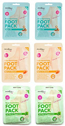 Derma V10 Foot Pack Mask (6 Pack) Deep Moisturising (Tea Tree & Peppermint, Honey & Almond, Argan Oil)