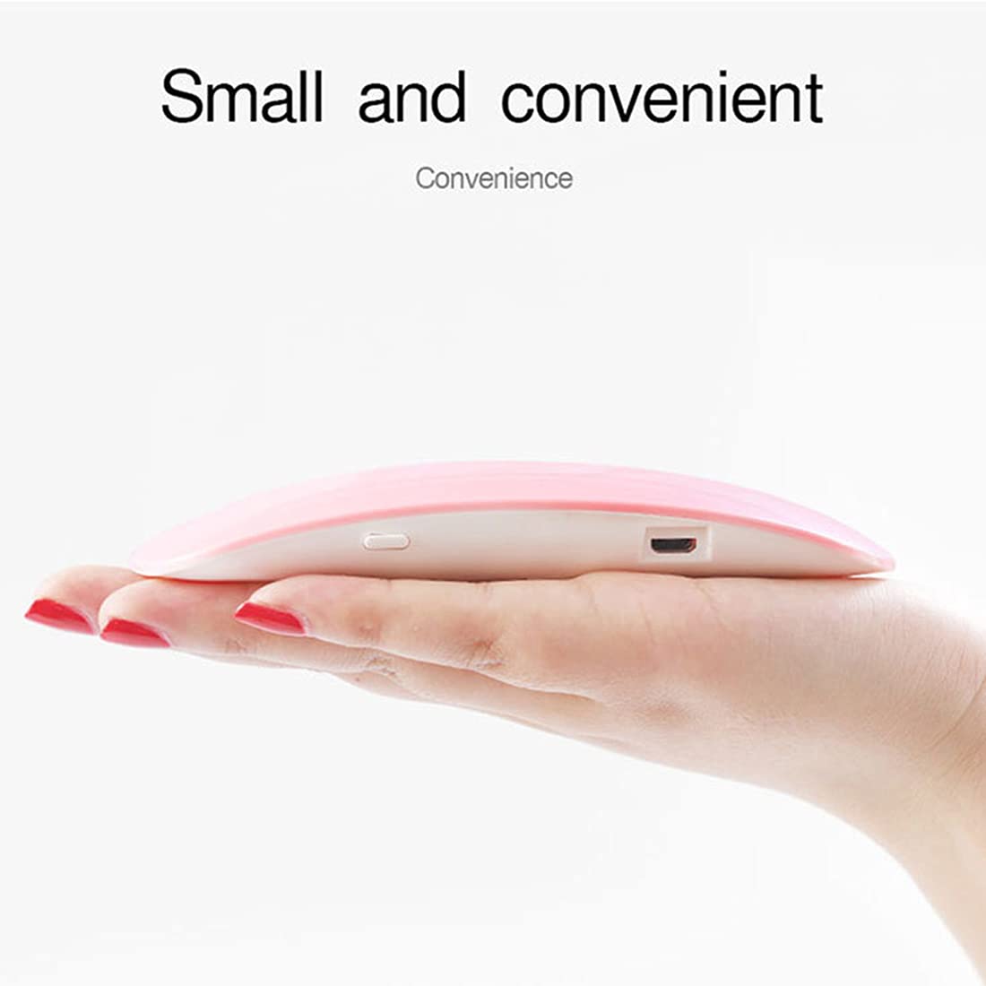BAQI Mini UV LED Nail Lamp, Portable 6W USB Nail Dryer, Polish Curing LED Manicure Tool, Gel Light Mouse Shape Pocket Nail Art Tool for Home and Salon Use, Pink