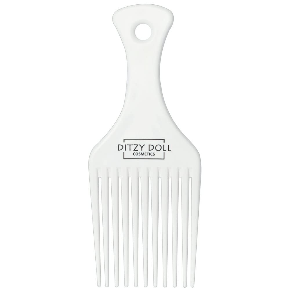 Ditzy Doll DITZY DOLL AFRO COMB WHITE - Smooth Anti Frizz Detangling Styling African Hair Men Women Pick Hair