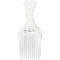 Ditzy Doll DITZY DOLL AFRO COMB WHITE - Smooth Anti Frizz Detangling Styling African Hair Men Women Pick Hair