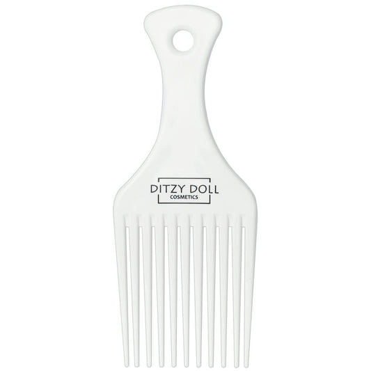 Ditzy Doll DITZY DOLL AFRO COMB WHITE - Smooth Anti Frizz Detangling Styling African Hair Men Women Pick Hair