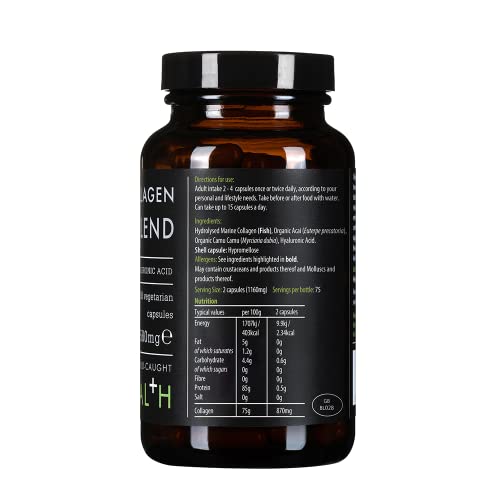 KIKI HEALTH KIKI Health Marine Collagen Peptides Beauty Blend | Vital Protein Supplement for Skin, Hair Nails, Bones, Joints & Digestion | Hydrolysed Collagen with Vitamin C and Hyaluronic Acid - 150 Capsules