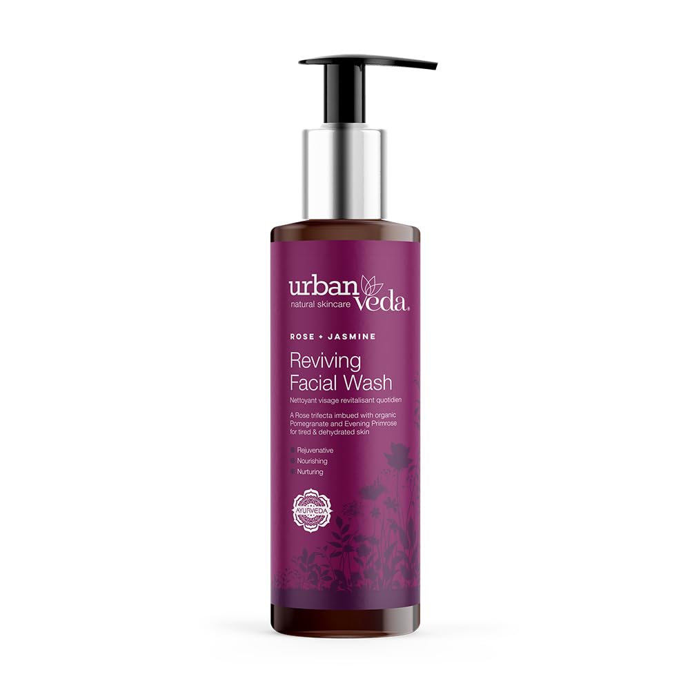 Urban Veda Reviving Anti Aging Face Wash | For Mature, Tired & Wrinkled Skin | Contains Organic Rose water & Jasmine oil | Rose Flower Oil and Arjuna Extract | Simple Face Wash Women and Men |150ml