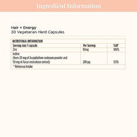 JSHealth Vitamins Hair and Energy Formula Hair Growth Vitamins | Hair Vitamins for Women and Men | Zinc and Iodine Hair Supplements for Hair Growth | Hair Loss Supplements | (30 Capsules)