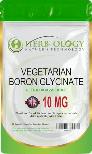 Herb-ology.co.uk Nature's Technology HB Boron Supplement | 90 Vegan High Strength Boron Capsules - 10mg per Serving | Non-GMO, Gluten, Dairy & Allergen Free | Manufactured in the UK