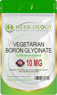 Herb-ology.co.uk Nature's Technology HB Boron Supplement | 90 Vegan High Strength Boron Capsules - 10mg per Serving | Non-GMO, Gluten, Dairy & Allergen Free | Manufactured in the UK