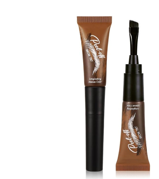 RubyTint Waterproof Eyebrow Dye Kit – Semi-Permanent Tint & Peel-Off Gel – Natural Longwear Brow Color Easy Flat Brush Application Deep Shade for Women & Beginners（02# Espresso）