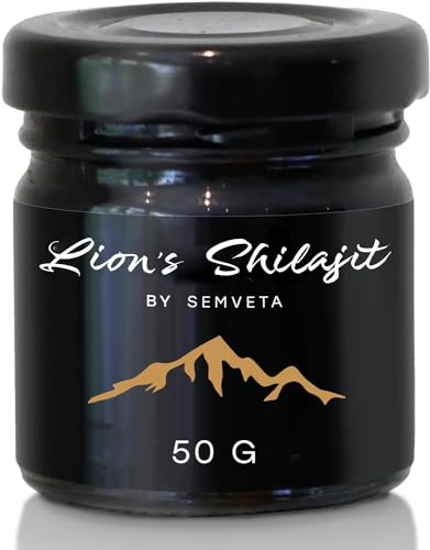 Altai Shilajit Resin - 50g - Infused with Lion's Mane Mushroom - Cold Filtered Shilajit Nutrient Resin - 6 Months Supply, Vitality & Mental Clarity - Boosting Focus with Lions Mane Shilajit
