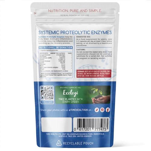 Systemic Proteolytic Enzymes Complex – Repair & Recovery – Mixed Enzyme Formula with Ginger & Ionic Trade Minerals – UK Made – Zero Additives – Pullulan (60 Count (Pack of 1))