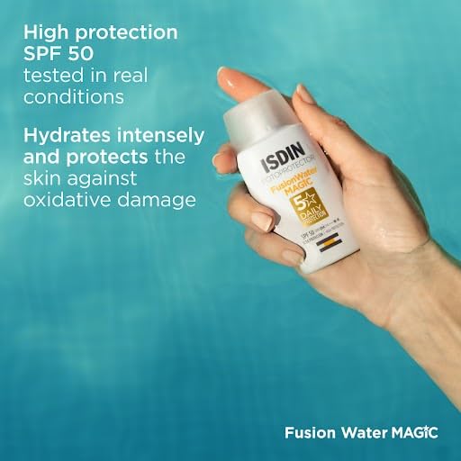ISDIN Fusion Water Magic SPF50 50ml | Daily facial sun cream | Ultra-light texture (Pack of 1)