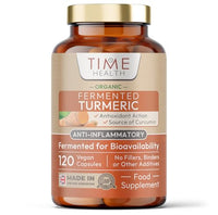Time Health New: Organic Fermented Turmeric – 120 Capsules – Highly Bioavailable – Nutrient Rich – Vegan – UK Made Supplement – GMP Standards – Zero Additives (120 Count (Pack of 1))