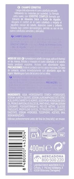 Dermo Sensitive Shampoo 400 ml. Sensitive scalp with Sweet Almond Extract and Cotton Oil. Deliplus