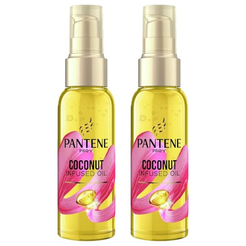 Pantene Pro-V Coconut Infused Oil 100ml Pack of 2 Smooth Shiny Radiant Hydrate Dry Damaged Frizzy Hair Repair Non Sticky with Welari Thank You Card | (2pack) (200g)