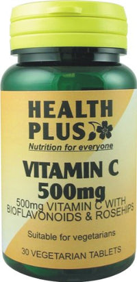 Health Plus Vitamin C 500mg : Vitamin C Supplement : 30 Tablets, in a Planet-friendy 99% Recycled Pot