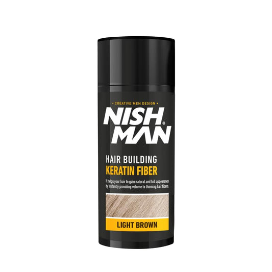 nishman NISHMAN Hair Fibres, Light Brown, 21g | Hair Building Keratin Fiber | Hair Powder for Thinning Hair | Hair loss Concealer for Women & MeN