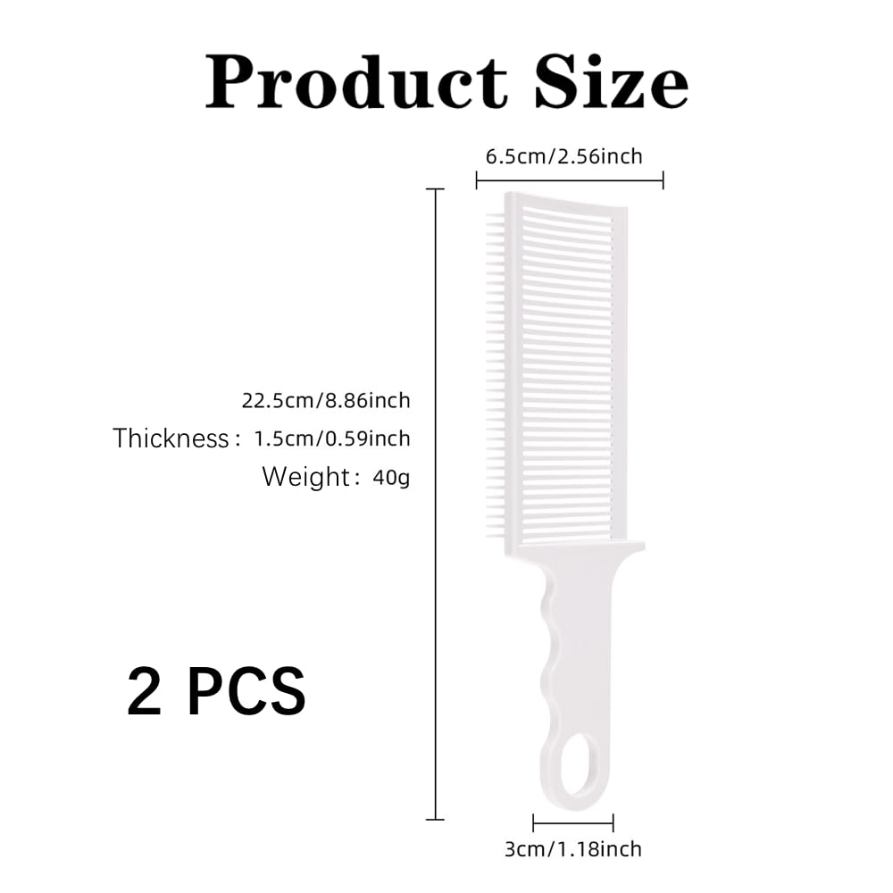 FZGLHQQ 2 PCS Fade Combs Professional Hair Cutting Combs Barber Combs Clipper Combs Anti-Static Heat Resistant Blending Flat Top Comb Clipper for Men Salon Hair Styling Tools (White)