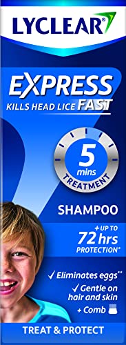 Lyclear Express Treat & Protect Shampoo - Kills Head Lice & Eggs – Effective in Just 5 minutes on Head Lice - Helps Protect for up-to 72 Hours* & Washes Hair – 200ml Shampoo Format