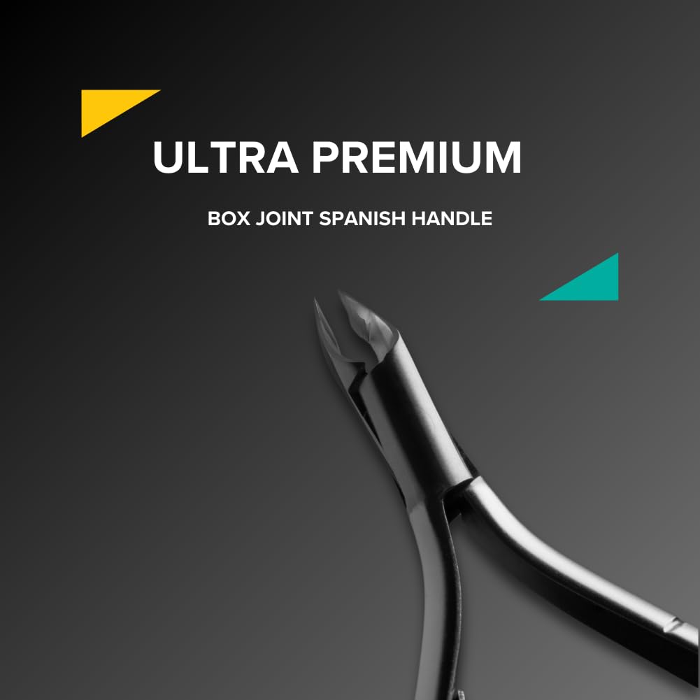Rui Smiths Cuticle Nippers, Professional, Stainless Steel, Spanish Handle, Box Joint, Matte Chrome Plated, Single Spring (4mm Jaw/Quarter Jaw)