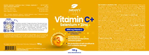 Nature's Finest by Nutrisslim Nature's Finest Vitamin C + Selenium + Zinc | 1000mg of Vitamin C per Serving | 100% Daily Dose of Zinc | Suitable for Vegetarians and Vegans