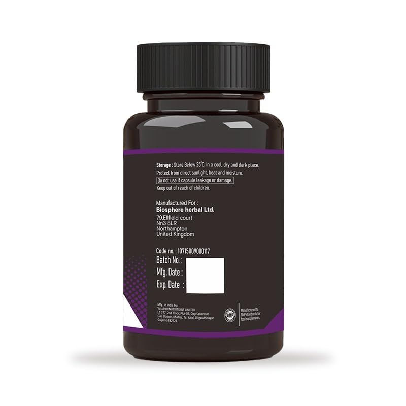 HerbStone HERBSTONE Black Garlic Capsules 1500mg High Strength | 120 Odourless Vegetarian Capsules | Aged Black Garlic Extract Supplement | Supports Heart Health, Cholesterol & Circulation | UK Formula