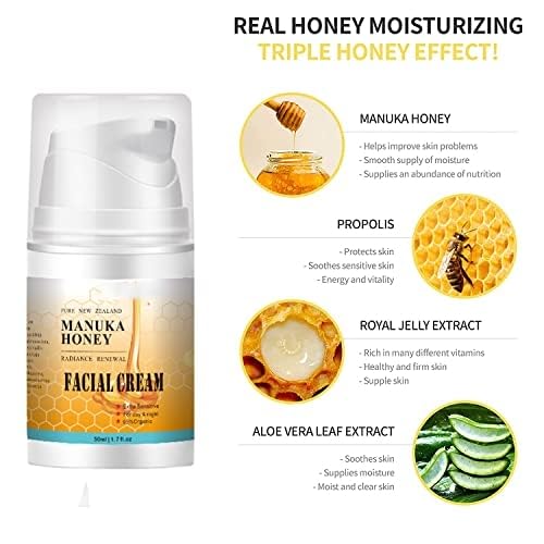 New Irven Honey Cream, Face & Eye Crème for Dark Circles and Puffiness, Face Moisturizer and Body Lotion w/Hydrating Honey, Beeswax for Extremely Dry Skin For Dry and Itchy Skin Rosacea & Eczema Prone Skin50ml