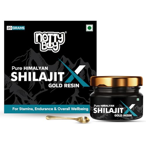 NOTTY BOY Pure Himalayan Shilajit X Gold Resin 20g – 24K Gold, 80+ Trace Minerals, High Fulvic Acid, 100% Ayurvedic, 80 Servings