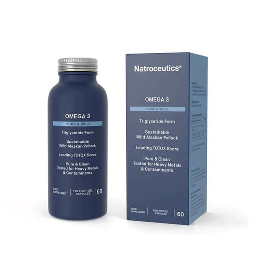 Natroceutics Omega 3 Pure & Wild 60 Softgel Capsules| Triglyceride Form| Made from Sustainable Wild Alaskan Pollock| Leading TOTOX Score| Pure & Clean Tested for Heavy Metals & Contaminants|