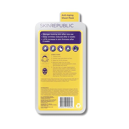 Skin Republic Collagen & Vitamin E Infusion Sheet Mask | Helps with Fine Lines & Wrinkles | For Younger-looking Skin | Made in Korea (Pack of 1)