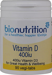 Bio Nutrition Vitamin D 10µg (400iu) : Vitamin Well-Being Supplement : 90 vegi-tabs