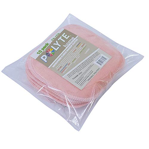 POLYTE Polyte Premium Hypoallergenic Chemical Free Microfibre Fleece Makeup Remover and Facial Cleansing Cloth (13x13 cm, 10 Pink Cloths)