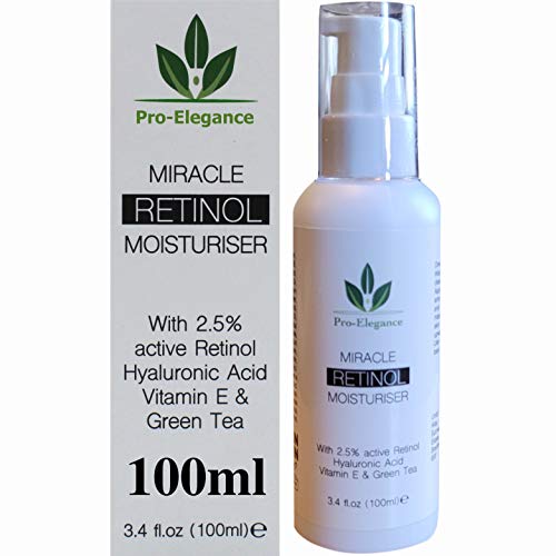 Pro-Elegance Skincare Retinol Moisturiser cream 2.5% 100ML For Day & Night with Hyaluronic Acid Vitamin E & Aloe Vera Anti Aging Face & Neck Eye Bags Dark Circles & Crows Feet