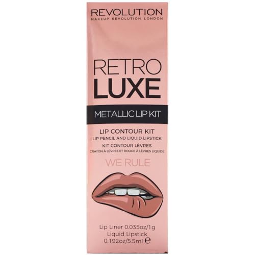 Makeup Revolution Retro Luxe Metallic Lip Kit We Rule, Pack of 2