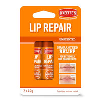 O'Keeffe's Lip Repair Unscented Lip Balm, Twin Pack, 2 x 4.2 g - For Extremely Dry, Cracked Lips | All-Day Moisture with 7 Moisturising Ingredients