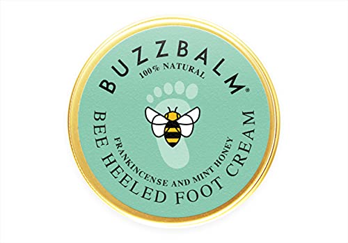 BUZZBALM Foot Cream for Cracked Heels and Dry Skin Bee Heeled Heel Balm Completely Natural Cracked Heel Repair Cream with Frankincense and Peppermint Honey (85g)