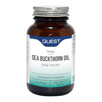 Quest Sea Buckthorn Oil Omega 3, 6 & 7, Berry Oil & Palmitoleic Acid Supplement. Supports Skin & Eye Health Plus Post Menopause Dryness. Vegan Omega Anti-Inflammatory Supplement Tablets (120 Capsules)