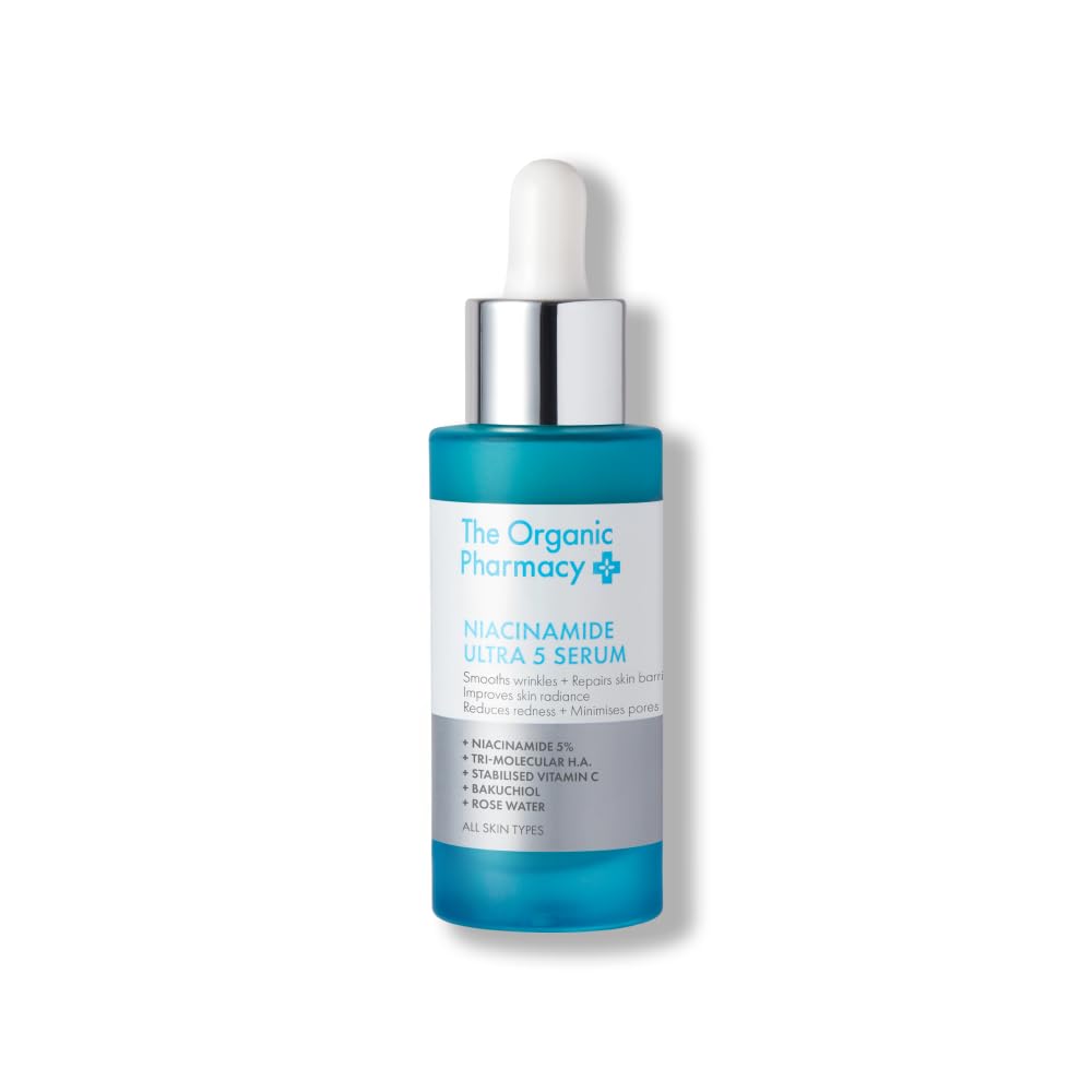 The Organic Pharmacy Niacinamide Ultra 5 Serum, 30ml -Anti Aging, 5% Niacinamide, Repair skin barrier, Organic 83.7%, Natural 93.8%