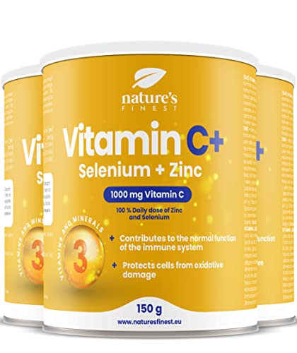 Nature's Finest by Nutrisslim Nature's Finest Vitamin C + Selenium + Zinc | 1000mg of Vitamin C per Serving | 100% Daily Dose of Zinc | Suitable for Vegetarians and Vegans